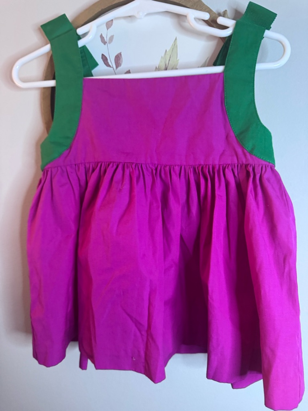 Jacadi Paris Girls' Pink Sleeveless Sundress Top with Green Straps 4 nwt